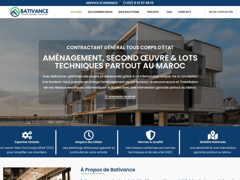 Création Site WordPress Maroc - réalisation Bativance